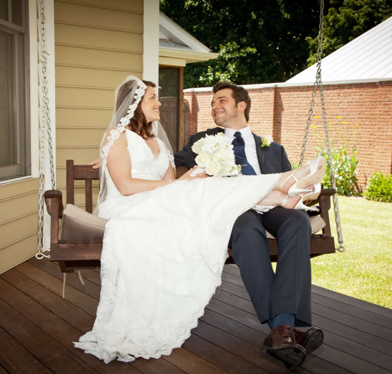 Married couple on a porch swing